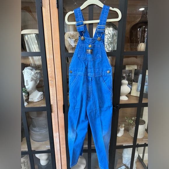 Vintage 1980s OshKosh B’Gosh toddler overalls cotton cobalt blue vestbak boy - Picture 1 of 9